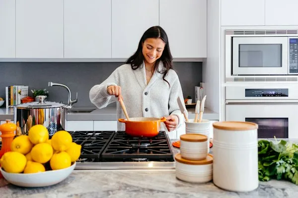 Modern clean kitchen with repaired appliances